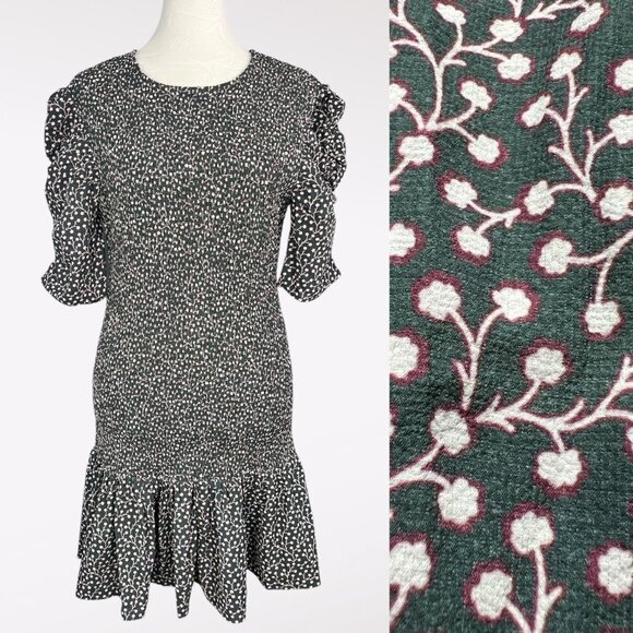 French Connection Verona Smocked Crepe Mini Dress Floral Print XS - Picture 1 of 11